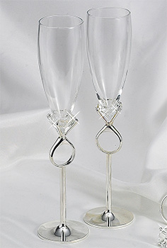 Diamond Ring Design Flutes, Pair