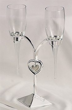 Heart Stand Wedding Flutes Set