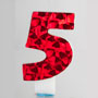 Laser Number Candles- Red- #5