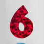 Laser Number Candles- Red- #6