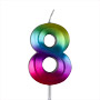 Small Rainbow Metallic Prism Number Candles - #8