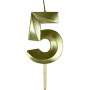 Small Gold Prism Number Candles - #5
