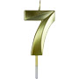Small Gold Prism Number Candles - #7