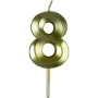 Small Gold Prism Number Candles - #8