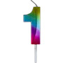 Small Rainbow Metallic Prism Number Candles - #1