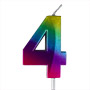 Small Rainbow Metallic Prism Number Candles - #4
