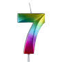Small Rainbow Metallic Prism Number Candles - #7
