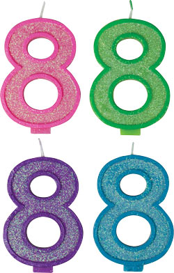 Glitter Number Candles - #8