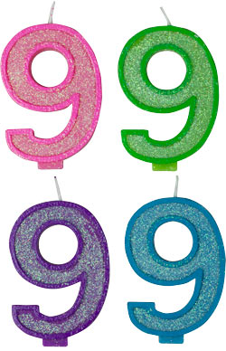 Glitter Number Candles - #9