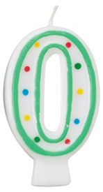Green/White Number Candle - #0