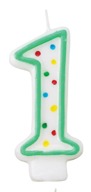 Green/White Number Candle - #1