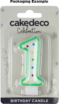 Green/White Number Candle - #3
