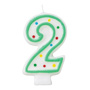 Green/White Number Candle - #2