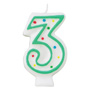 Green/White Number Candle - #3
