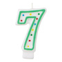 Green/White Number Candle - #7