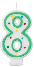 Green/White Number Candle - #8