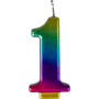 Large Rainbow Metallic Number Candles - #1