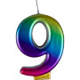 Large Rainbow Metallic Number Candles - #9