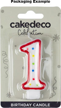Red & White Number Candle - #1