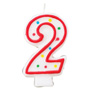 Red & White Number Candle - #2