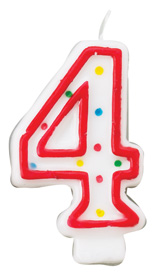 Red & White Number Candle - #4