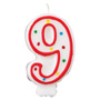 Red & White Number Candle - #9
