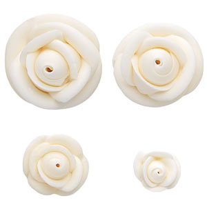 Mixed Size Icing Roses - White
