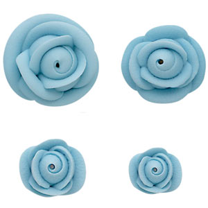 Mixed Size Icing Roses - Blue