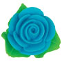 Rose Icing W/3 Leaves - Blue