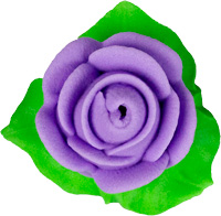Rose Icing w/ 3 Leaves - Lavender