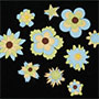 Fondant Assorted Flowers- Yellow/Blue