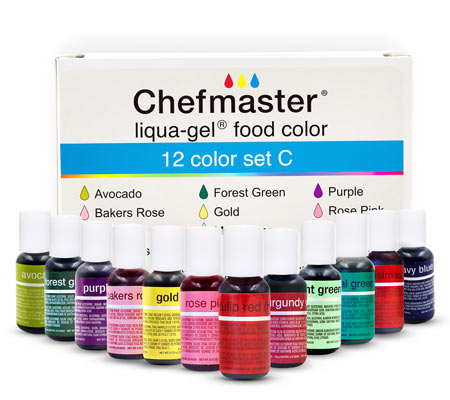 12 Color Liqua-Gel Kit C - Chefmaster .70 oz.