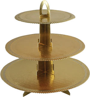 3 Tier Gold Doily Stand